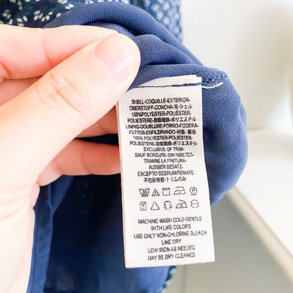 🦋 FREE PEOPLE Navy Blue Chiffon Nouveau Butterfly Dress Size 6 Printed - Picture 4 of 6